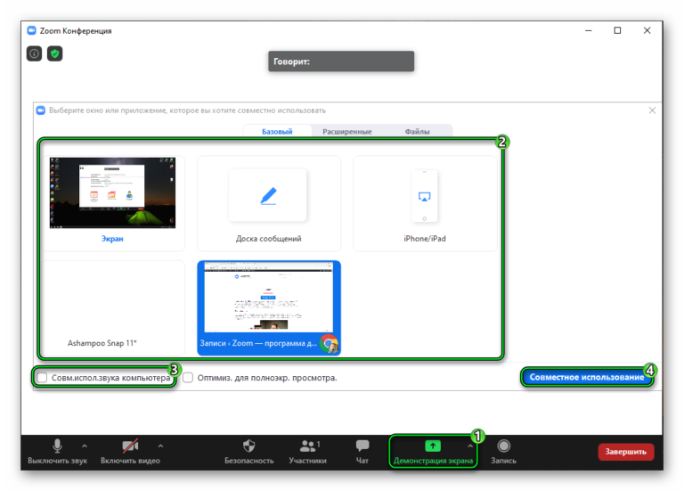 Как в zoom показывать презентацию через телефон